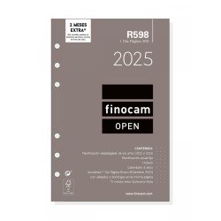 Recambio Agenda 2025 Anual Finocam R598 Agendas Vista Dia Pagina Meses Agenda 12 Meses Agenda Lenguaje Español Tamaño Agenda 11,7 x 18,1 Cms