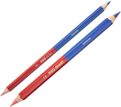 Lápices bicolor azul/rojo detalle 2