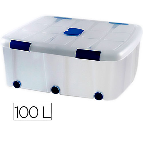 Contenedor 100 litros transparente con tapa